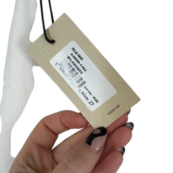 NWT Agolde Della Midi Denim Skirt Milkshake White 27 Minimal Designer - Picture 7 of 12
